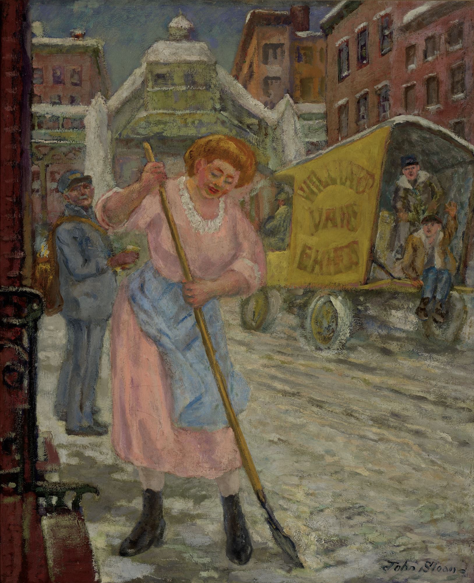<p>John Sloan, <em>Maid Cutting Ice</em>. Oil with tempera and oil-varnish glazes on canvas, 24 x 20 inches. Collection of the Nasher Museum of Art at Duke University.</p>

