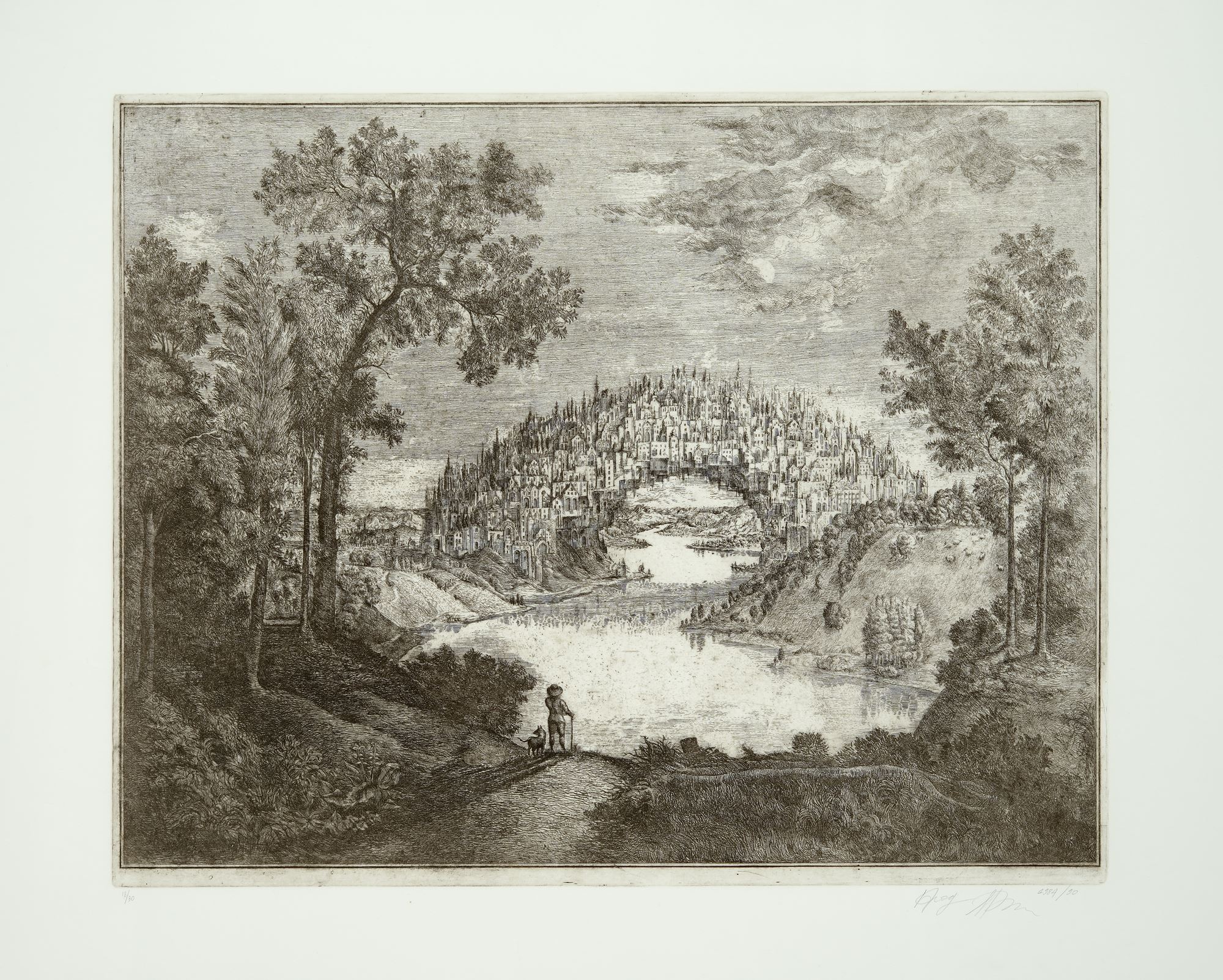 <p>Brodsky and Utkin, <i>Town Bridge</i>. Etching on paper, 31 x 42 inches. Collection of the Nasher Museum of Art at Duke University.</p>
